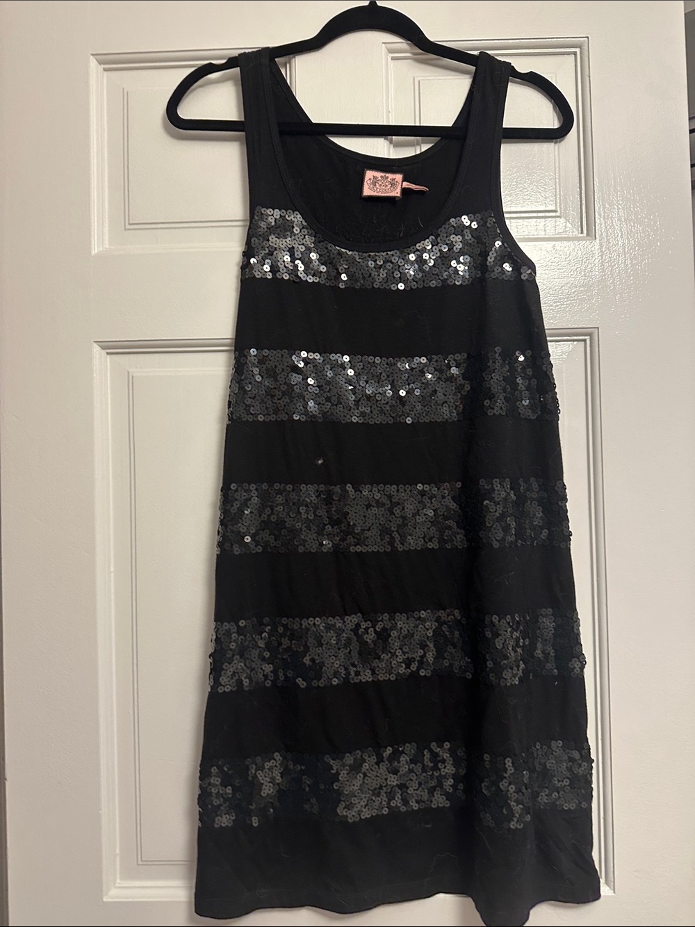 Juicy couture Black Sequin Stripe Tank Dress size small